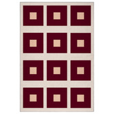 Double Red Square Machine Washable Rug