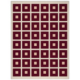 Double Red Square Machine Washable Rug