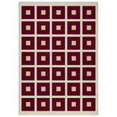 Double Red Square Machine Washable Rug