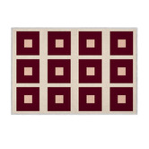 Double Red Square Machine Washable Rug