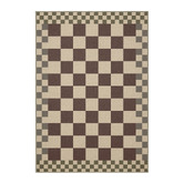 Double Burgundy Checkered Machine Washable Rug