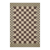 Double Burgundy Checkered Machine Washable Rug