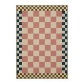 Double Pale Pink Checkered Machine Washable Rug
