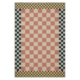 Double Pale Pink Checkered Machine Washable Rug