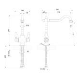 Adana Fireclay Blake Double Ceramic Lever Brass Sink Mixer
