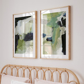 Darling Art Green No. I &amp; II Framed Paper Print Wall Art Diptych