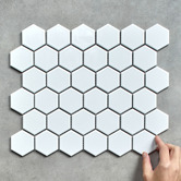 Splash Tiles Remi 325 x 281mm Gloss White Hexagon Porcelain Mosaic Tile