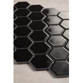 Splash Tiles Remi 325 x 281mm Gloss Black Hexagon Porcelain Mosaic Tile