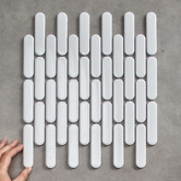 Splash Tiles Avery Gloss White Tic Tac Porcelain Mosaic Tile