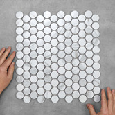 Splash Tiles Ainsley 314 x 328mm Matt White Carrara Look Porcelain Mosaic Tile