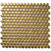 Splash Tiles Ainsley 315 x 294mm Gloss Gold Penny Round Porcelain Mosaic Tile