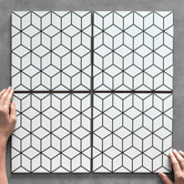 Alessia Tiles Valencia Matt White &amp; Black Decorative Porcelain Tile