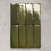 Alessia Tiles Zina 50 x 150mm Green Zellige Subway Tile