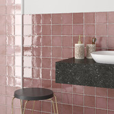 Alessia Tiles Naples Gloss Pink Small Square Ceramic Tile