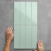 Alessia Tiles Hanna Gloss Pastel Green Subway Ceramic Tile