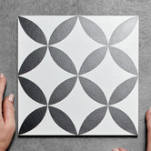 Elena Tiles Florence Matt White &amp; Black Decorative Porcelain Tile