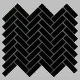 Elena Tiles Carlotta Black Satin Herringbone Porcelain Mosaic Tile