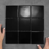 Elena Tiles Stanmore Black Small Square Porcelain Mosaic Tile