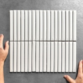Elena Tiles Akira White Kit Kat Porcelain Mosaic Tile