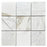 Elena Tiles Apollo 100x100mm Tumbled Calacatta Gold Square Marble Tile