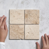 Elena Tiles Apollo 100x100mm Tumbled Beige Square Marble Tile