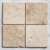 Elena Tiles Apollo 100x100mm Tumbled Beige Square Marble Tile
