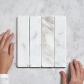 Elena Tiles Apollo Tumbled Calacatta Gold Subway Marble Look Tile