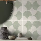 Elena Tiles Nikos 200 x 200mm Matt Sage Large Fishscale Square Tile