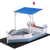 Keezi Keezi Wooden Boat Sandpit with Canopy &amp; Flag