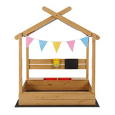 Keezi Keezi Rubberwood Sandpit with Canopy