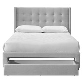 Western Designs Oat White Atlanta Upholstered Double Bed with Storage &amp; Mattress