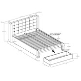 Western Designs Oat White Atlanta Upholstered Double Bed with Storage &amp; Mattress