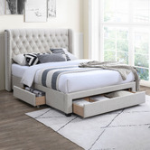 Western Designs Oat White Forest Hill Queen Bed with Underbed Drawers