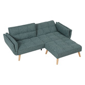 Haven Cove Furniture Azi 3 Seater Linen Double Sofa Bed with Ottoman Set