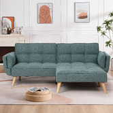 Haven Cove Furniture Azi 3 Seater Linen Double Sofa Bed with Ottoman Set