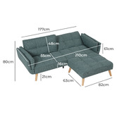 Haven Cove Furniture Azi 3 Seater Linen Double Sofa Bed with Ottoman Set