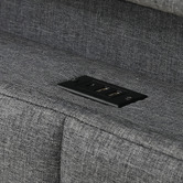 Haven Cove Furniture Grey Lusamine Linen Queen Bed with LED &amp; Charging Station