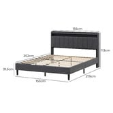 Haven Cove Furniture Grey Lusamine Linen Queen Bed with LED &amp; Charging Station