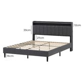 Haven Cove Furniture Grey Lusamine Linen Queen Bed with LED &amp; Charging Station
