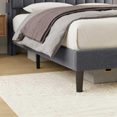 Haven Cove Furniture Grey Lusamine Linen Queen Bed with LED &amp; Charging Station