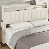 Haven Cove Furniture Oskar Upholstered Queen Bed Frame with LED &amp; Charging Station