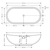 Madu Living Willow 1790mm Oval Terrazzo Freestanding Bath with Overflow