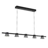 Vencha Rocket Iron &amp; Glass Tri-Colour LED 5 Light Pendant
