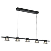 Vencha Rocket Iron &amp; Glass Tri-Colour LED 5 Light Pendant