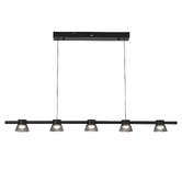 Vencha Rocket Iron &amp; Glass Tri-Colour LED 5 Light Pendant