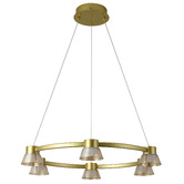 Vencha Rocket Iron &amp; Glass Tri-Colour LED 6 Light Pendant