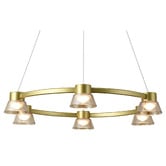 Vencha Rocket Iron &amp; Glass Tri-Colour LED 6 Light Pendant