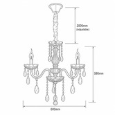 Vencha Bromley Crystal 3-Light Chandelier