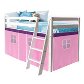 Mytopia Kingston Single Pine Wood Loft Bed with Curtain