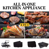 Mytopia 4-in-1 Electric Contact Grill with Ribbed Plates